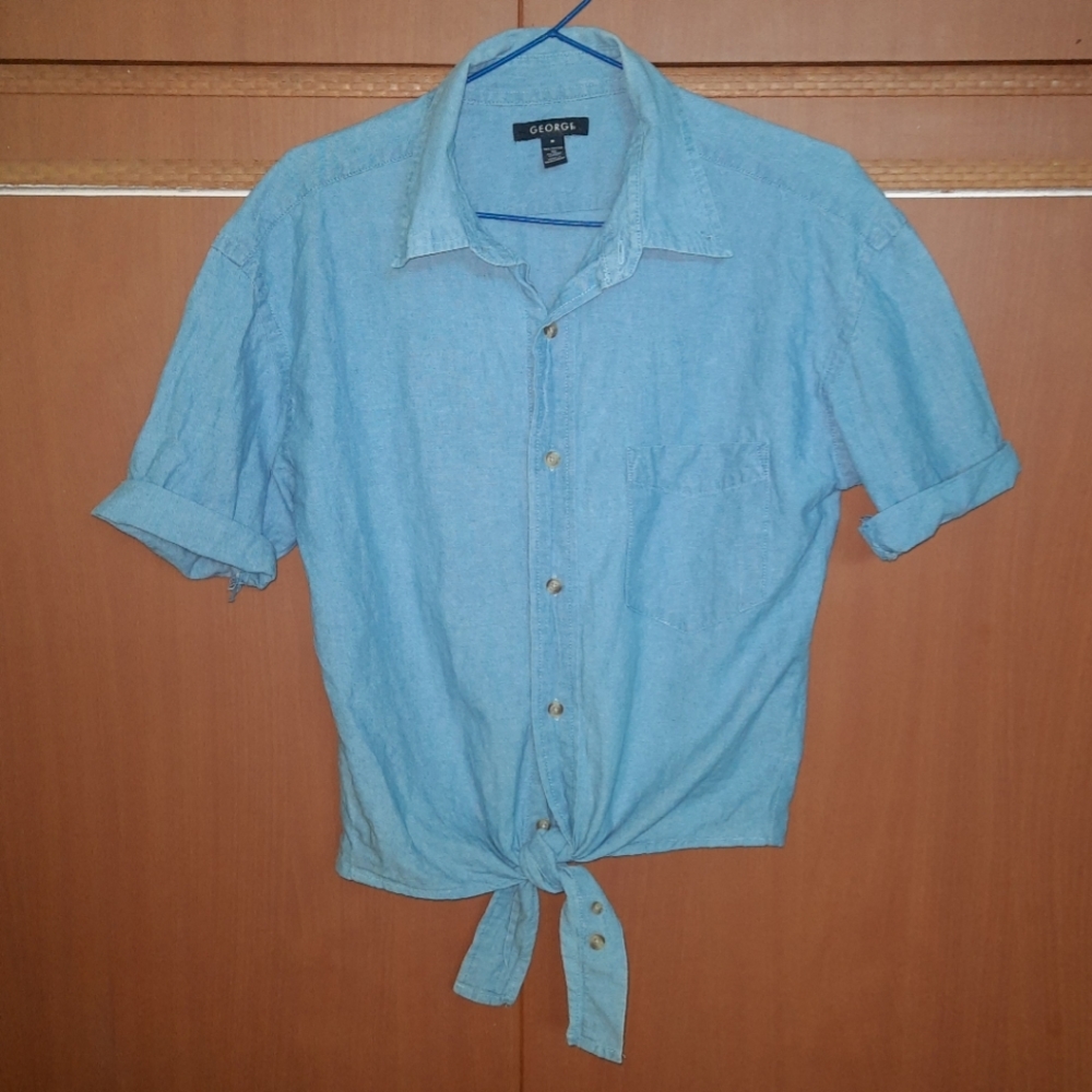 🌞Denim crop shirt - Picture 1 of 6